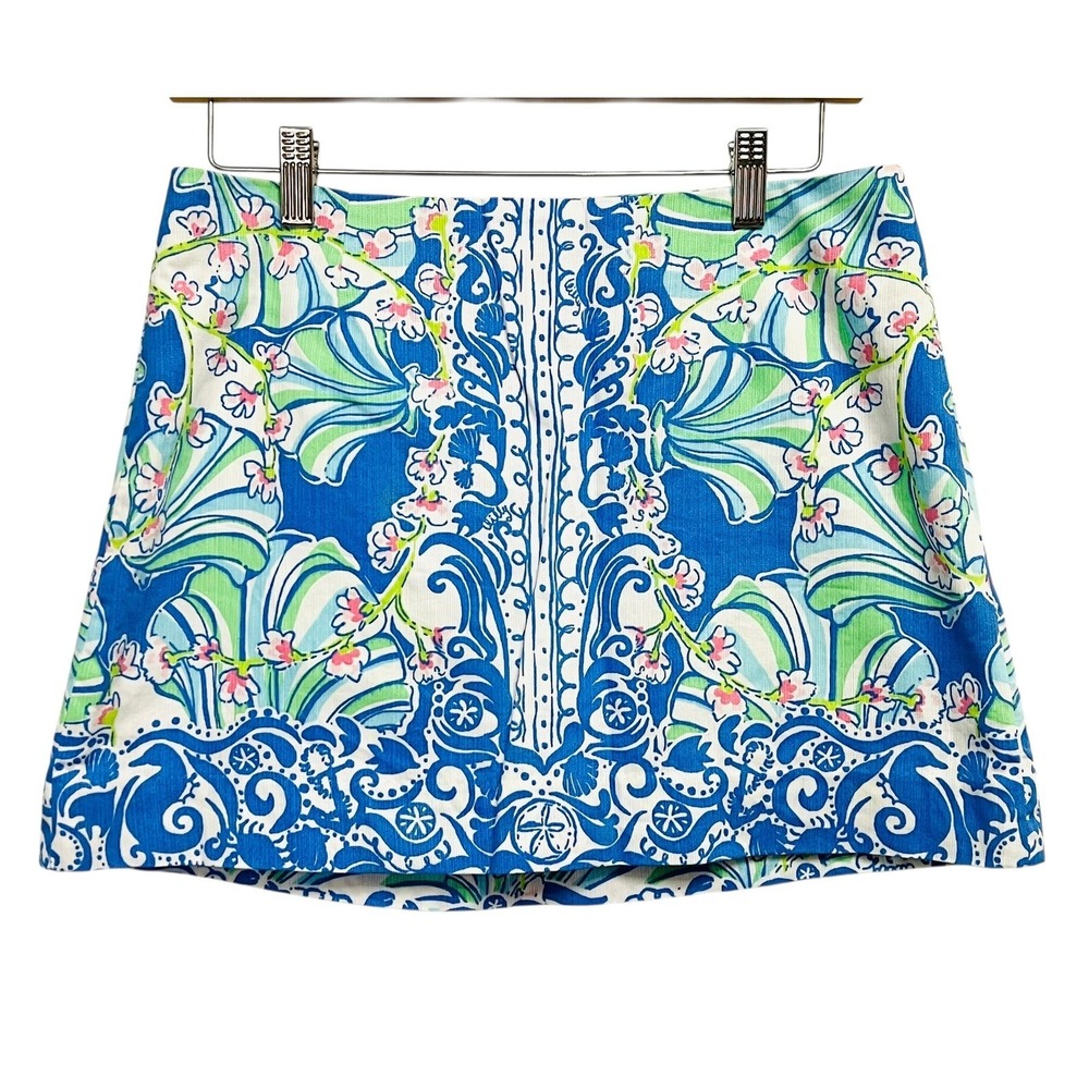 Lilly Pulitzer Blue Green Floral Print Mini Skirt